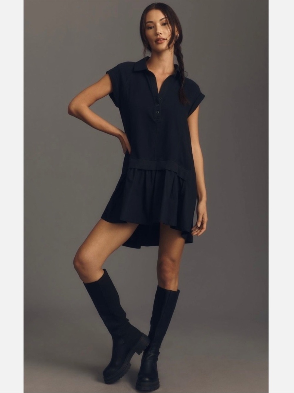 Anthropologie Daily Practice Offsides Mini Dress in Black